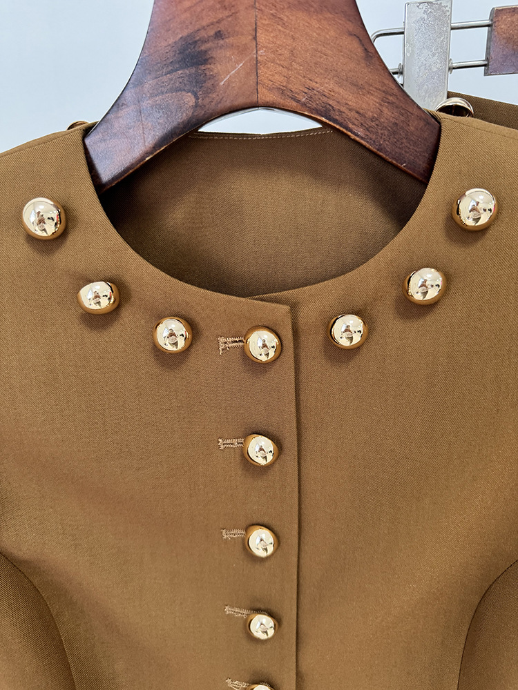 Buckle decoration simple fashion jacket 2pcs set