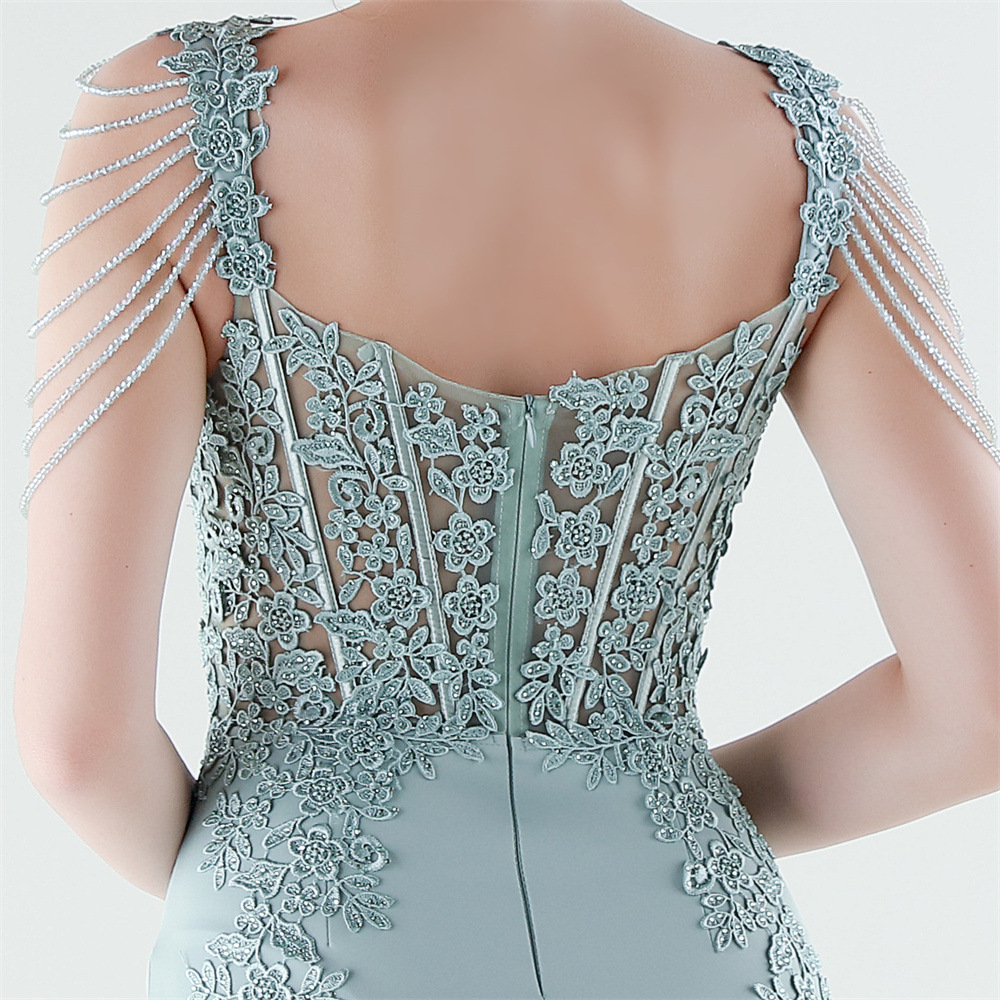 Pinched waist colors rhinestone evening dress