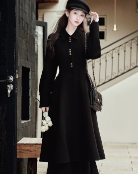 Autumn lapel woolen coat pinched waist temperament coat