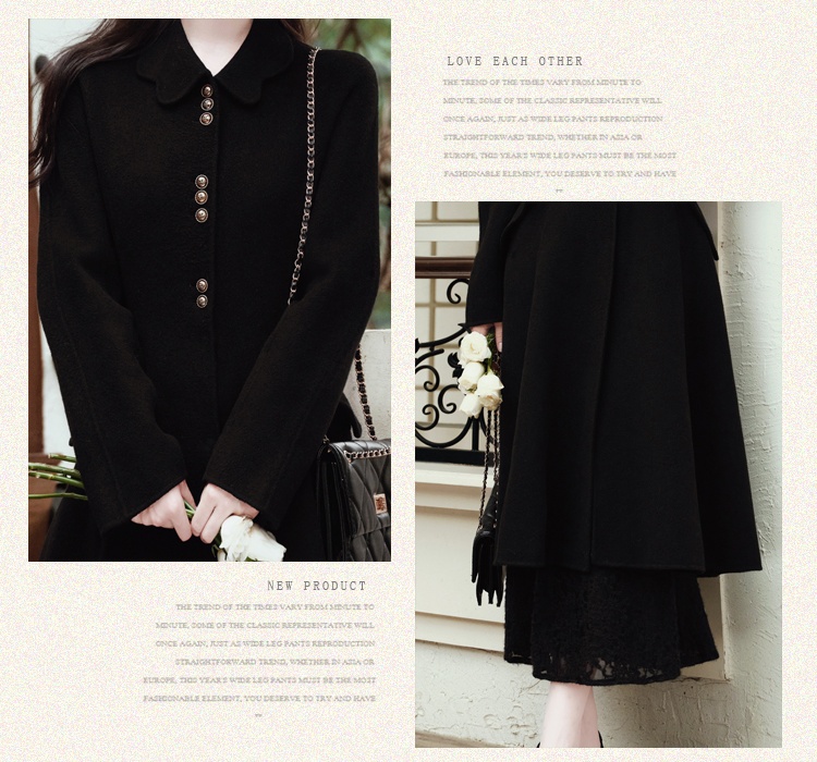 Autumn lapel woolen coat pinched waist temperament coat