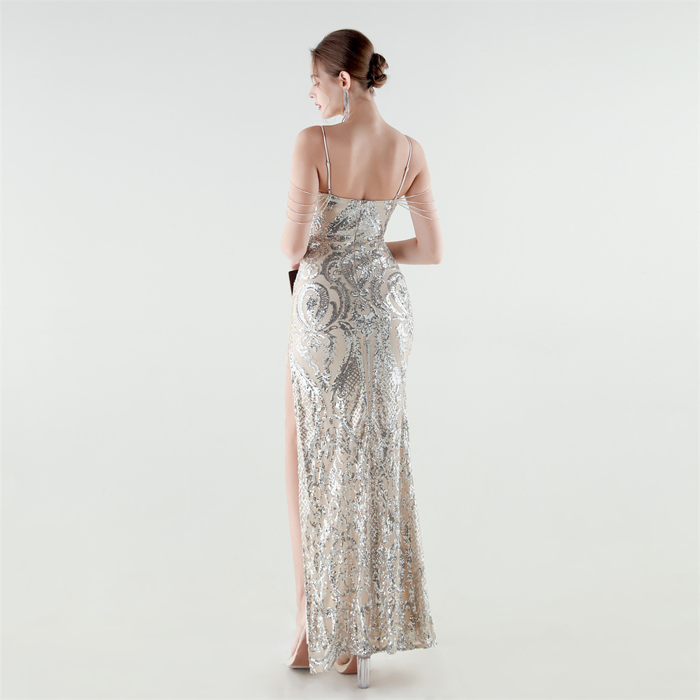 Set beads sequins colors evening dress