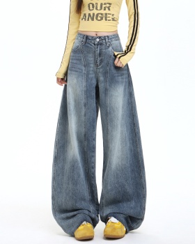 Drape American style long pants high waist pants for women