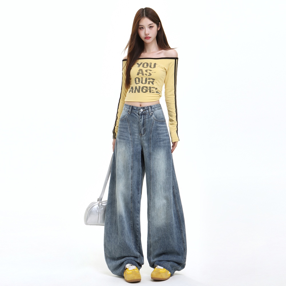 Drape American style long pants high waist pants for women