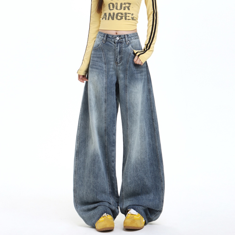 Drape American style long pants high waist pants for women