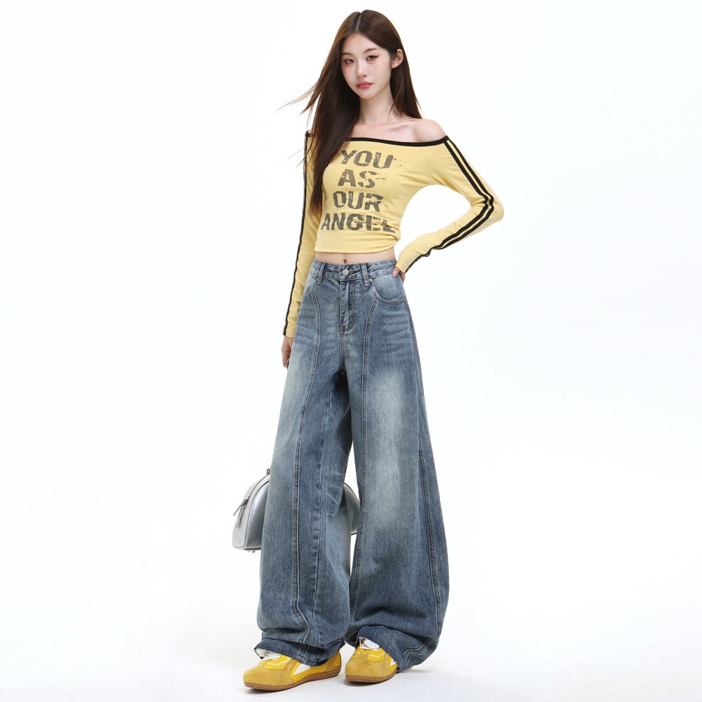 Drape American style long pants high waist pants for women