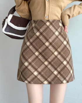 Thermal Korean style woolen package hip skirt