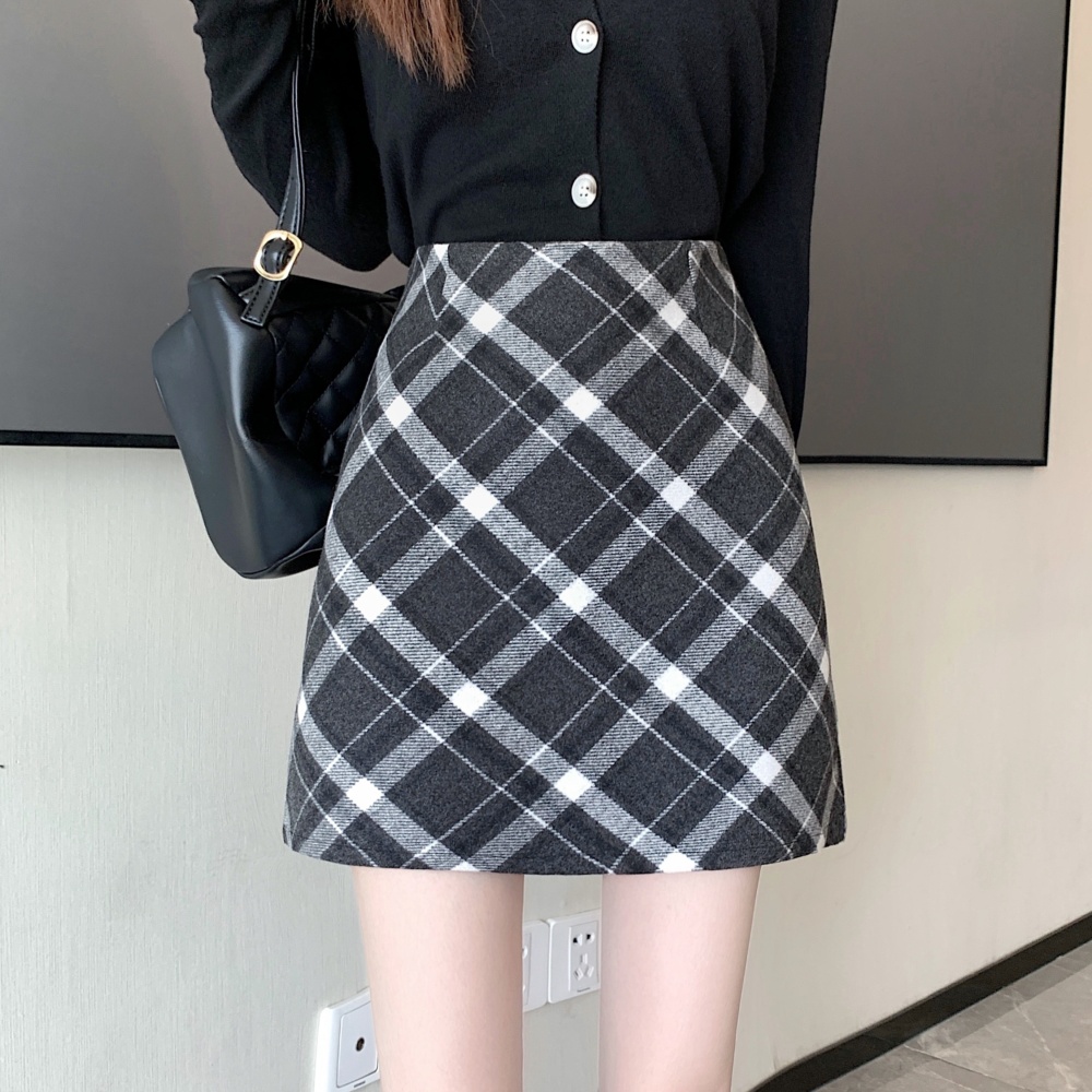 Thermal Korean style woolen package hip skirt