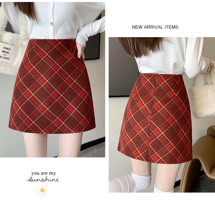 Thermal Korean style woolen package hip skirt