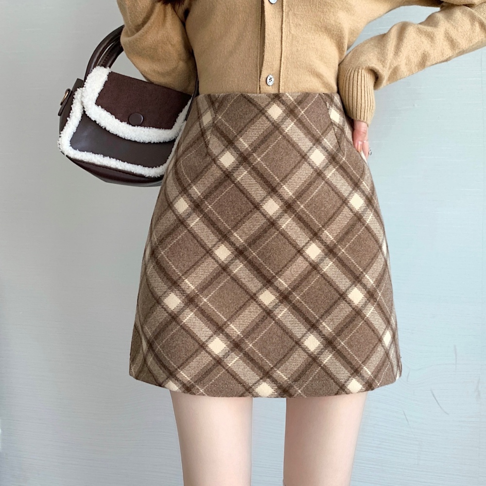 Thermal Korean style woolen package hip skirt