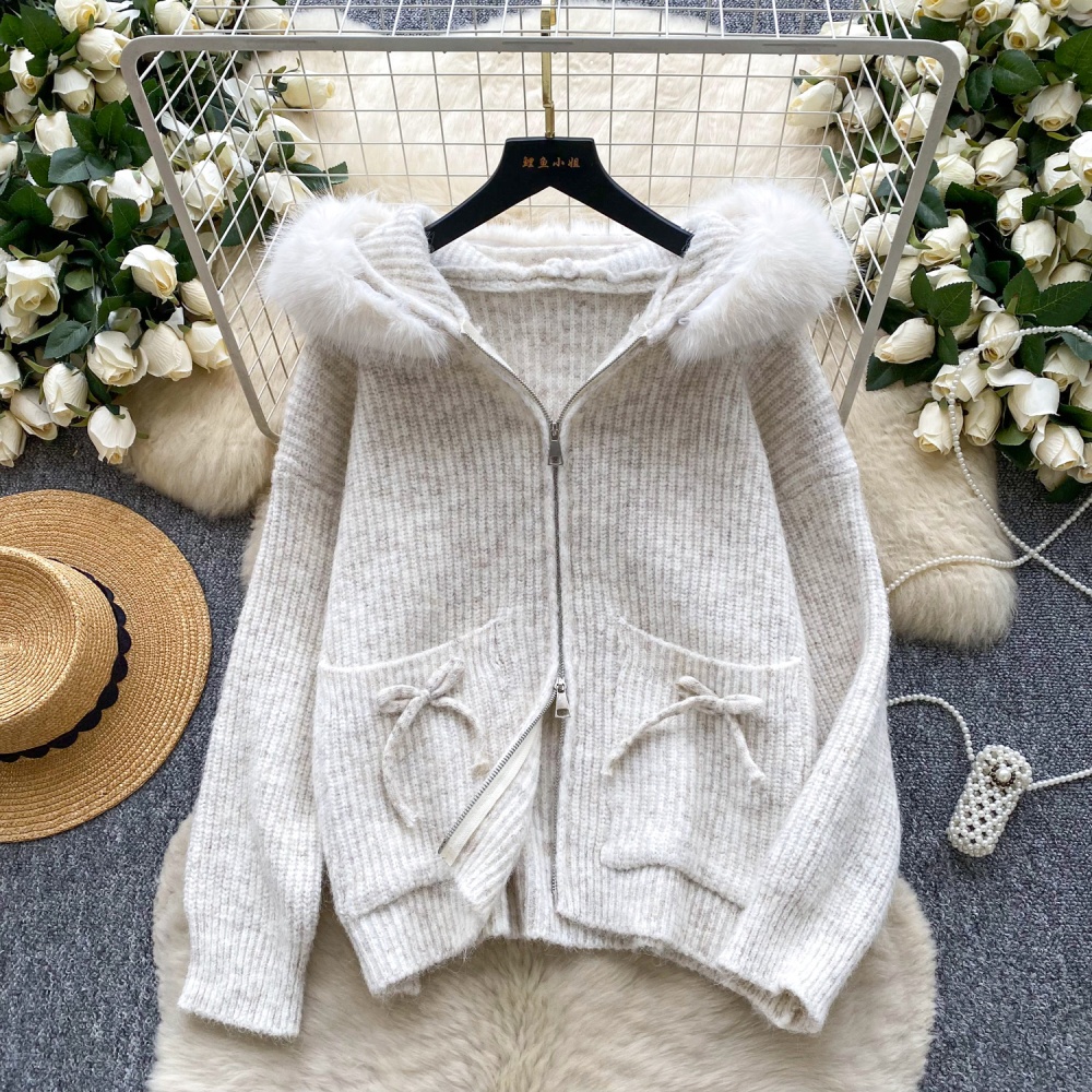 Long sleeve loose lazy sweater bow fashion Korean style coat