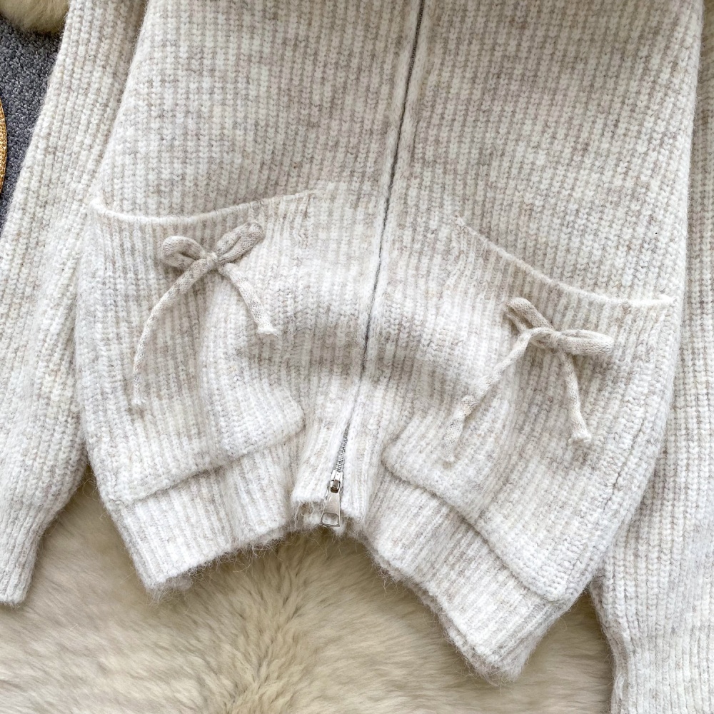 Long sleeve loose lazy sweater bow fashion Korean style coat