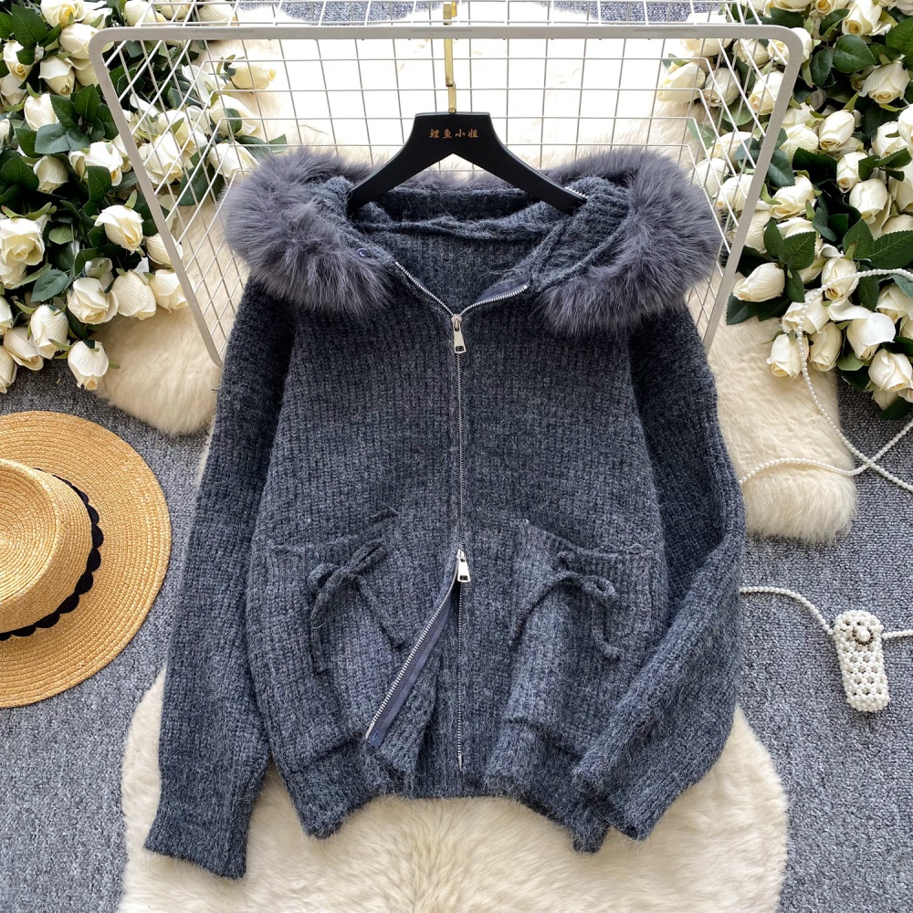 Long sleeve loose lazy sweater bow fashion Korean style coat
