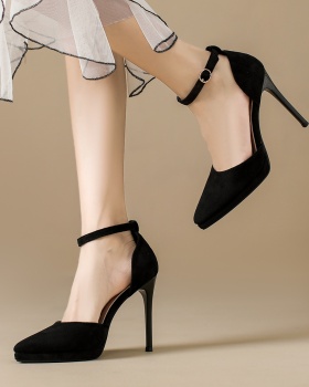 Pointed broadcloth shoes fine-root high-heeled shoes