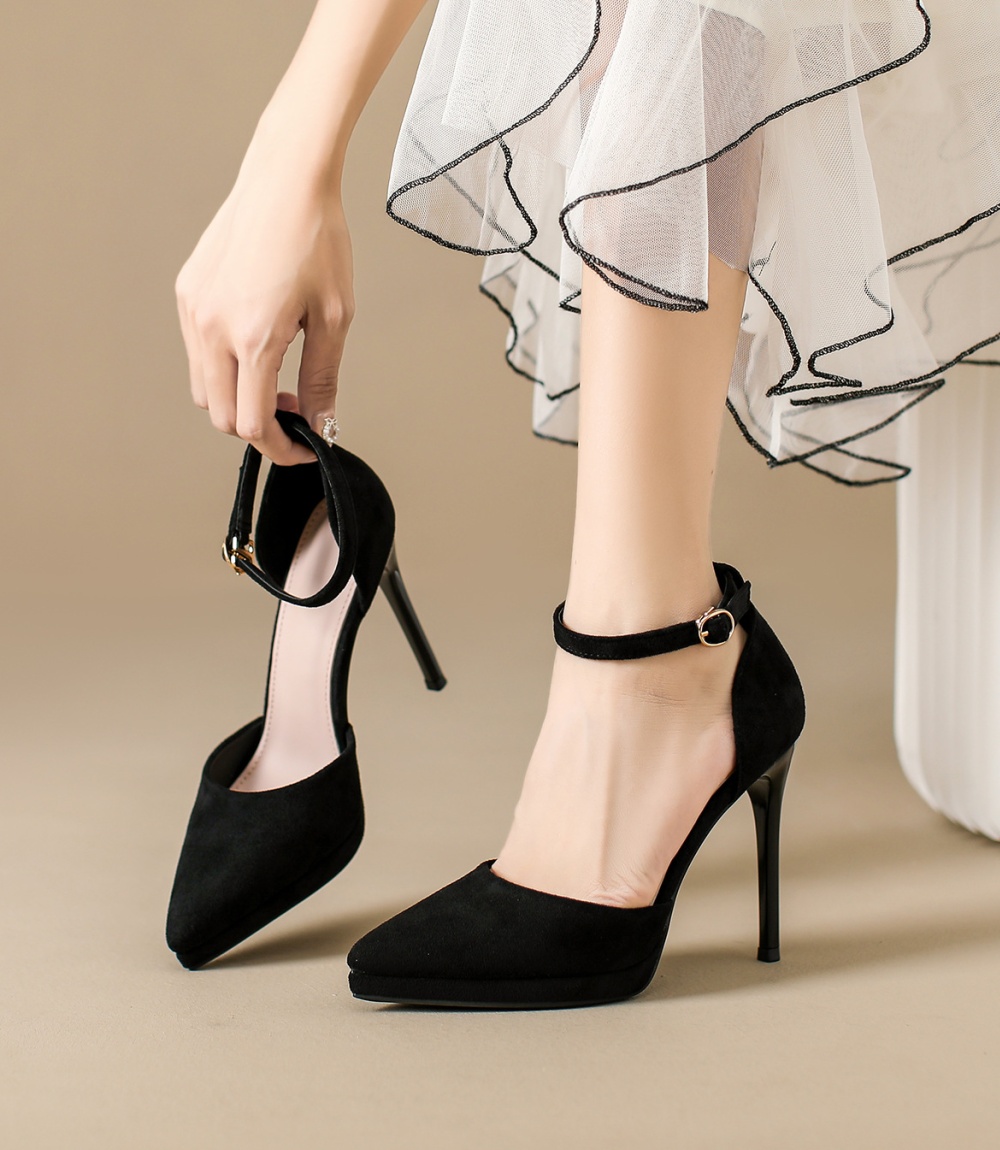 Pointed broadcloth shoes fine-root high-heeled shoes