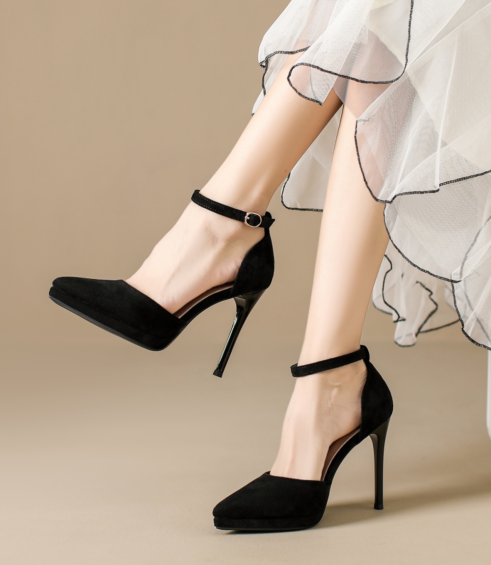 Pointed broadcloth shoes fine-root high-heeled shoes