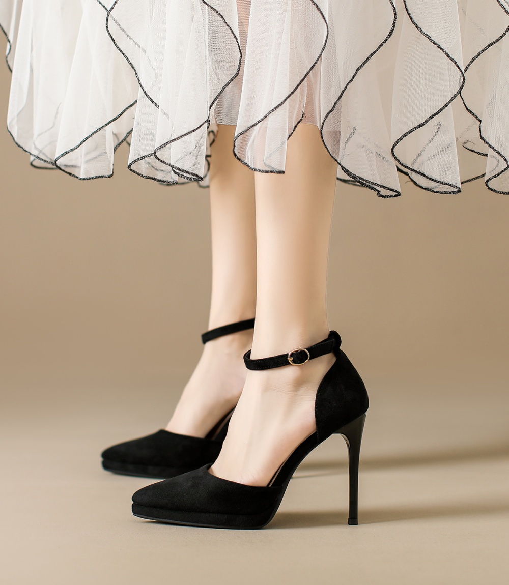 Pointed broadcloth shoes fine-root high-heeled shoes