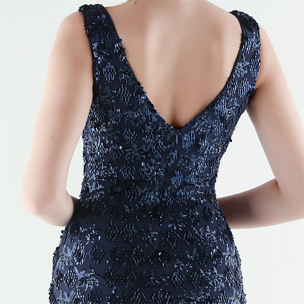 Set beads sequins mermaid slim evening dress