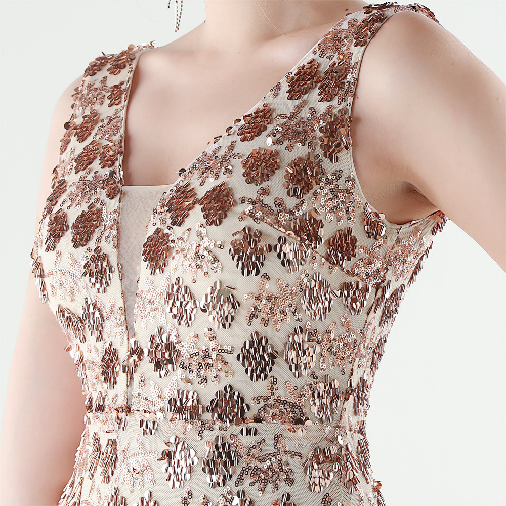 Set beads sequins mermaid slim evening dress