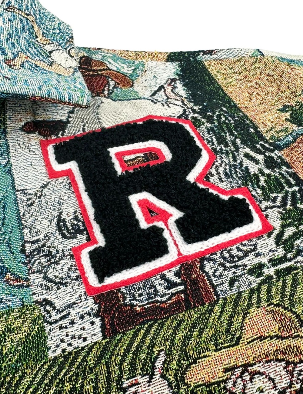 Retro loose coat printing short jacket for women