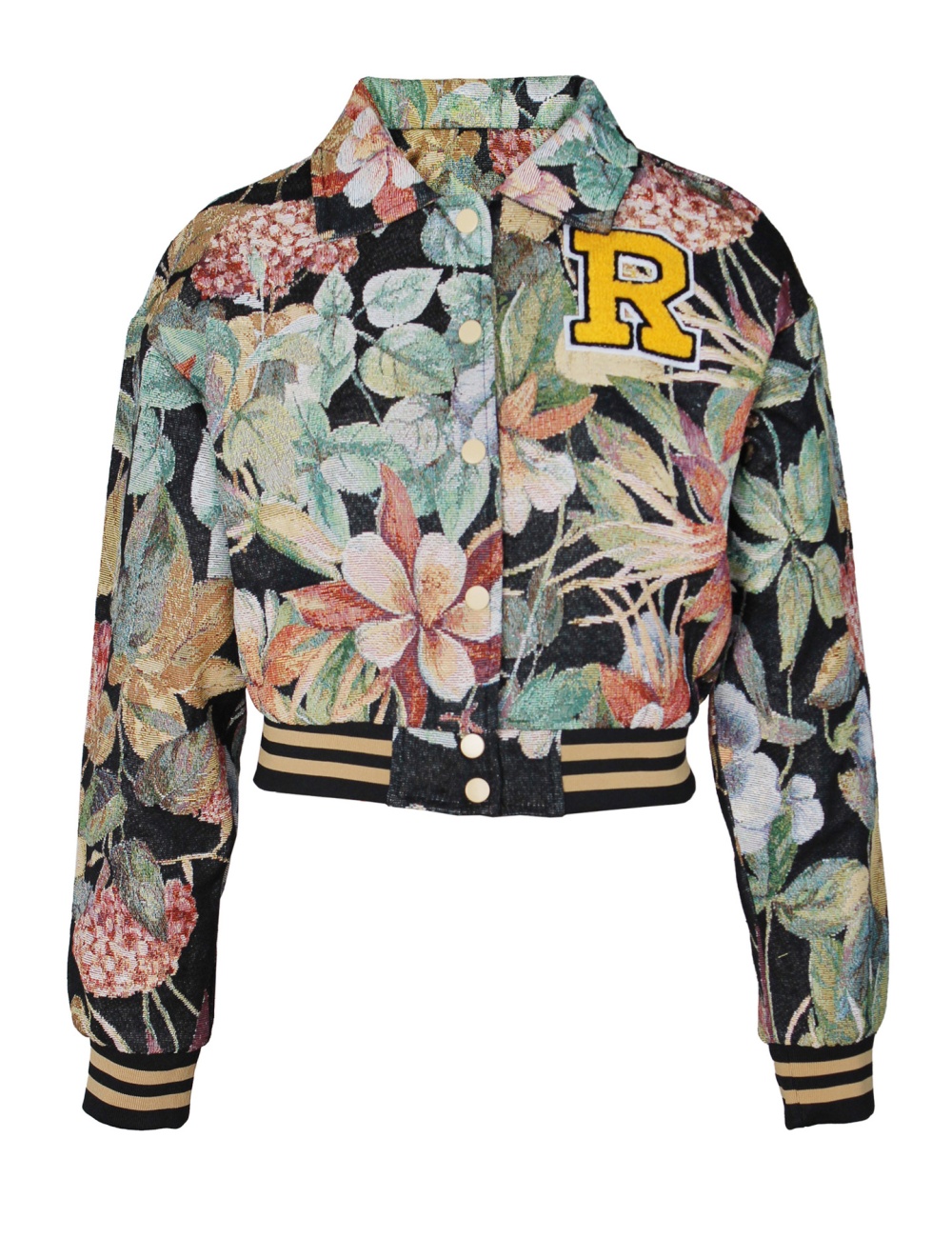 Retro loose coat printing short jacket for women