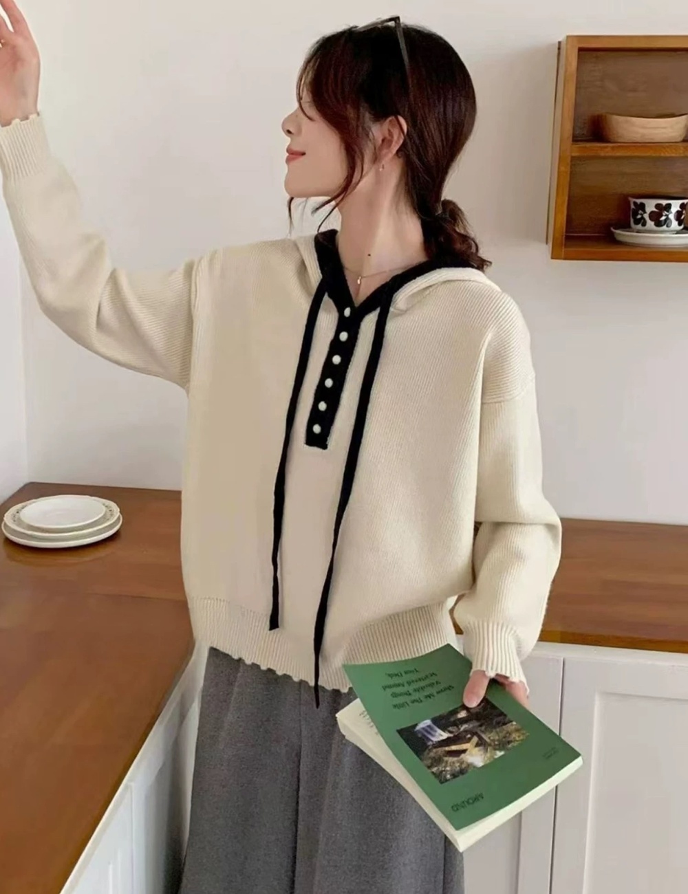 Loose slim hat autumn and winter lazy sweater for women