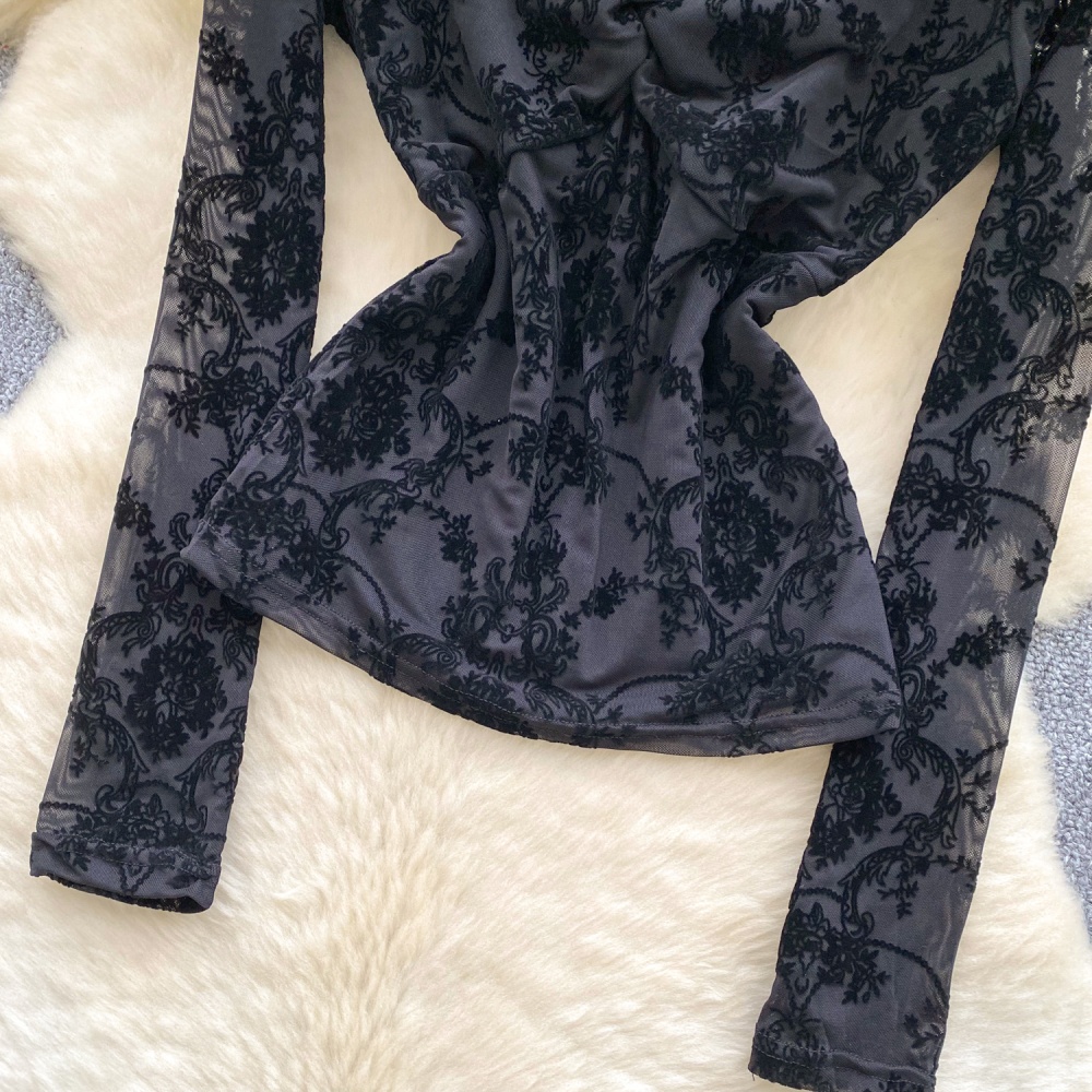 Splice sexy tops long sleeve bottoming shirt for women