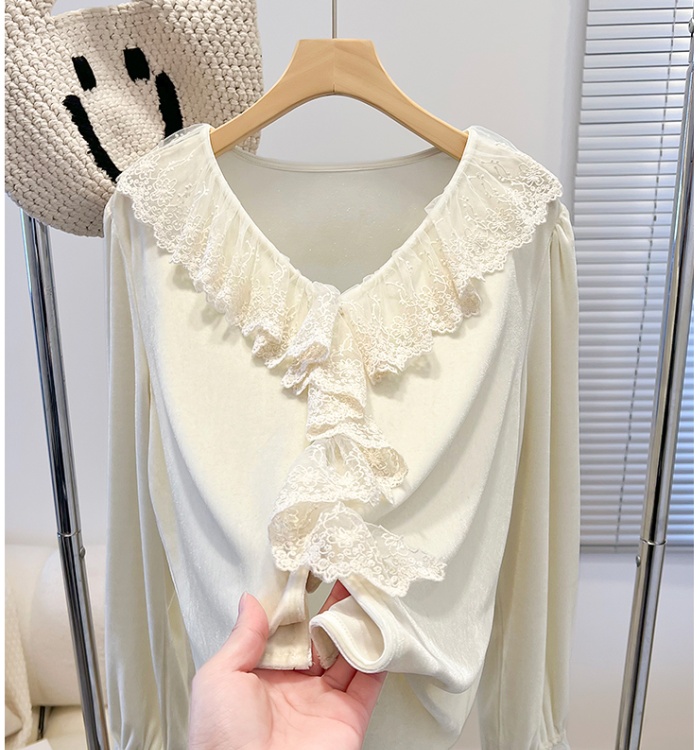 Tender niche shirt France style lace tops for women