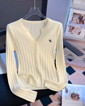 France style spring and autumn tops retro knitted bottoming shirt