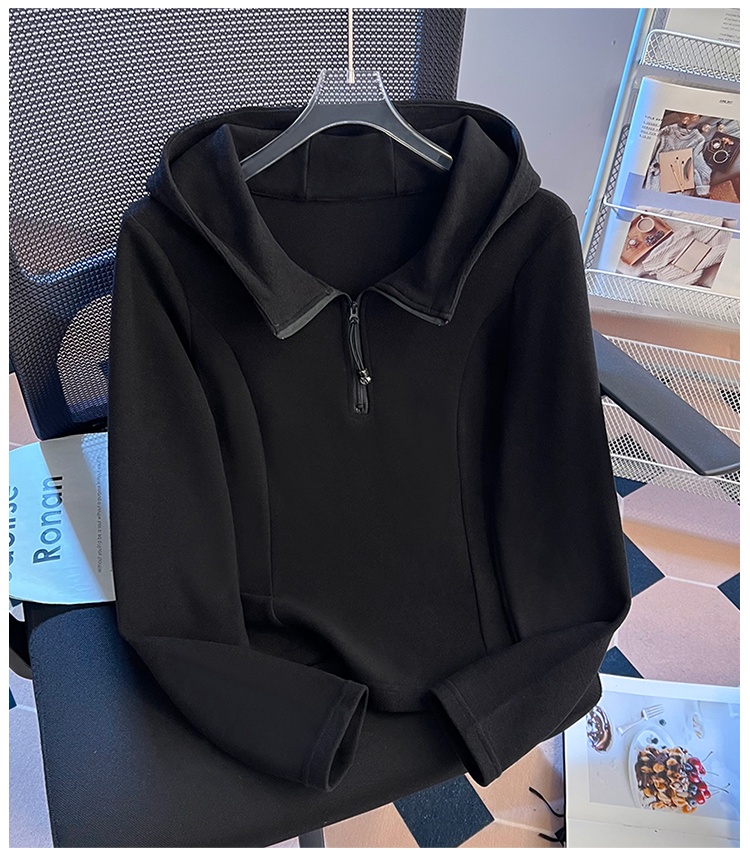 Half zip bottoming shirt Korean style tops for women