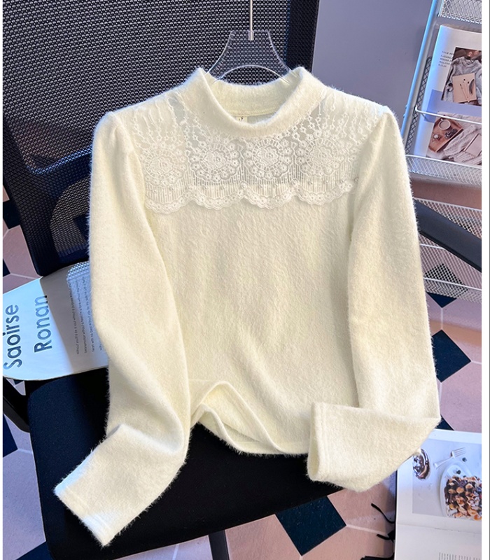 Mink hair tops chanelstyle bottoming shirt for women