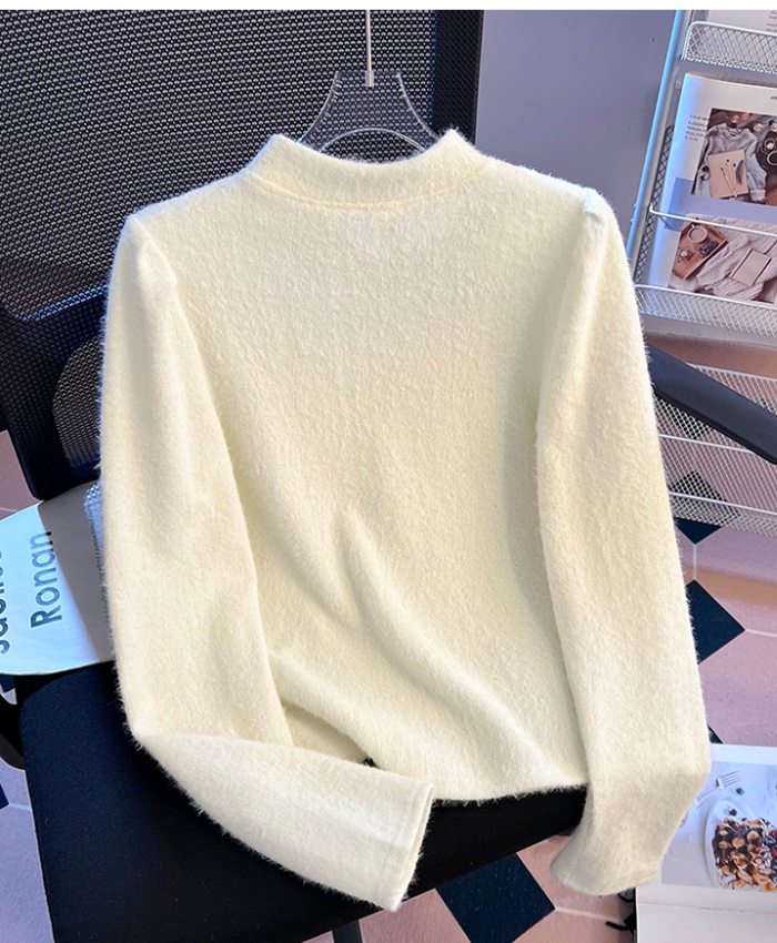 Mink hair tops chanelstyle bottoming shirt for women