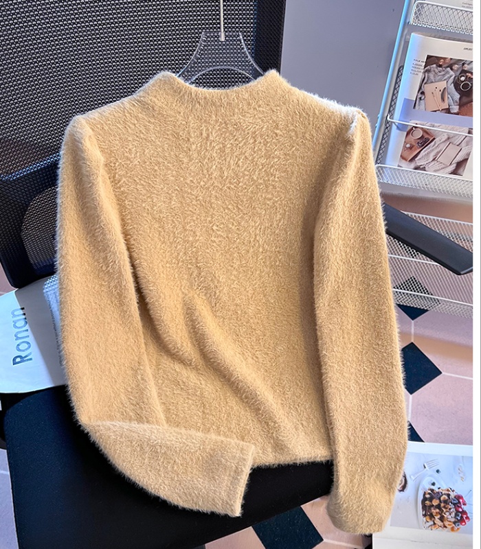 Mink hair tops chanelstyle bottoming shirt for women