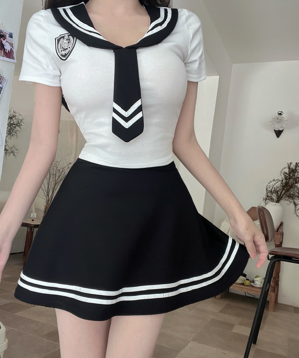 Sexy lapel uniform short work clothing a set
