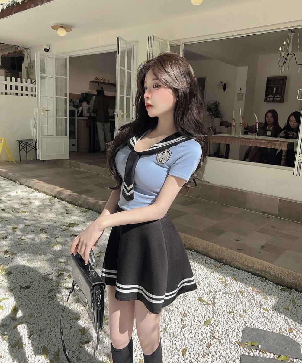 Sexy lapel uniform short work clothing a set