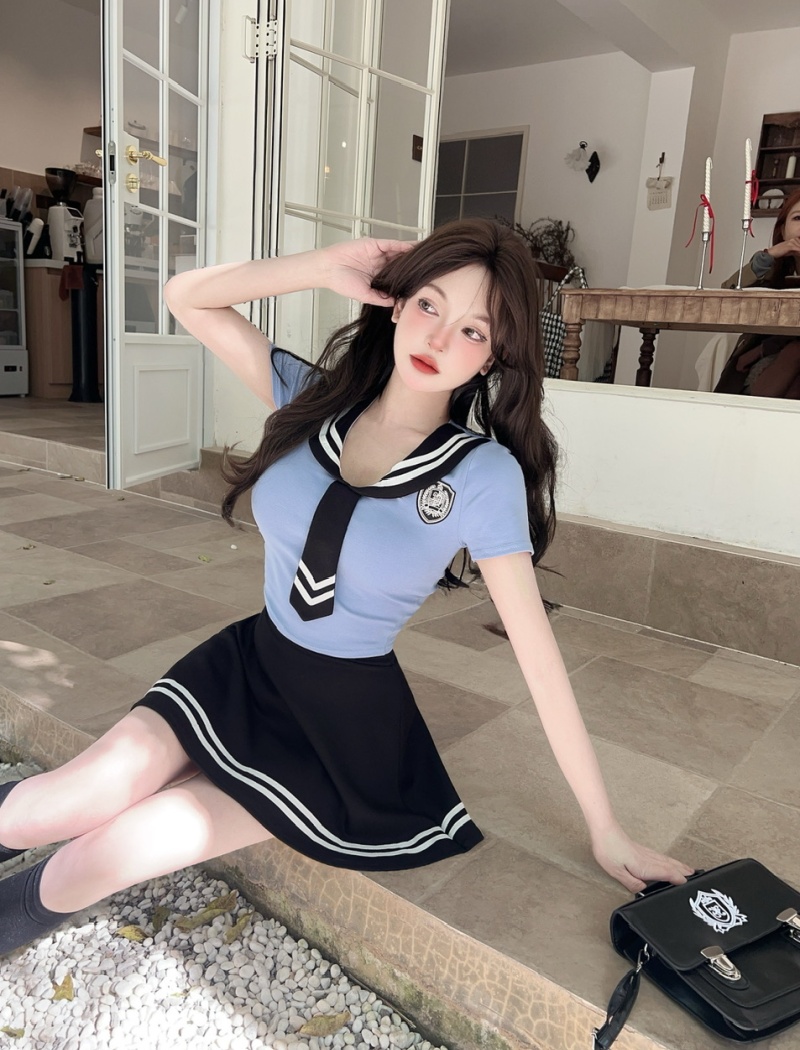 Sexy lapel uniform short work clothing a set