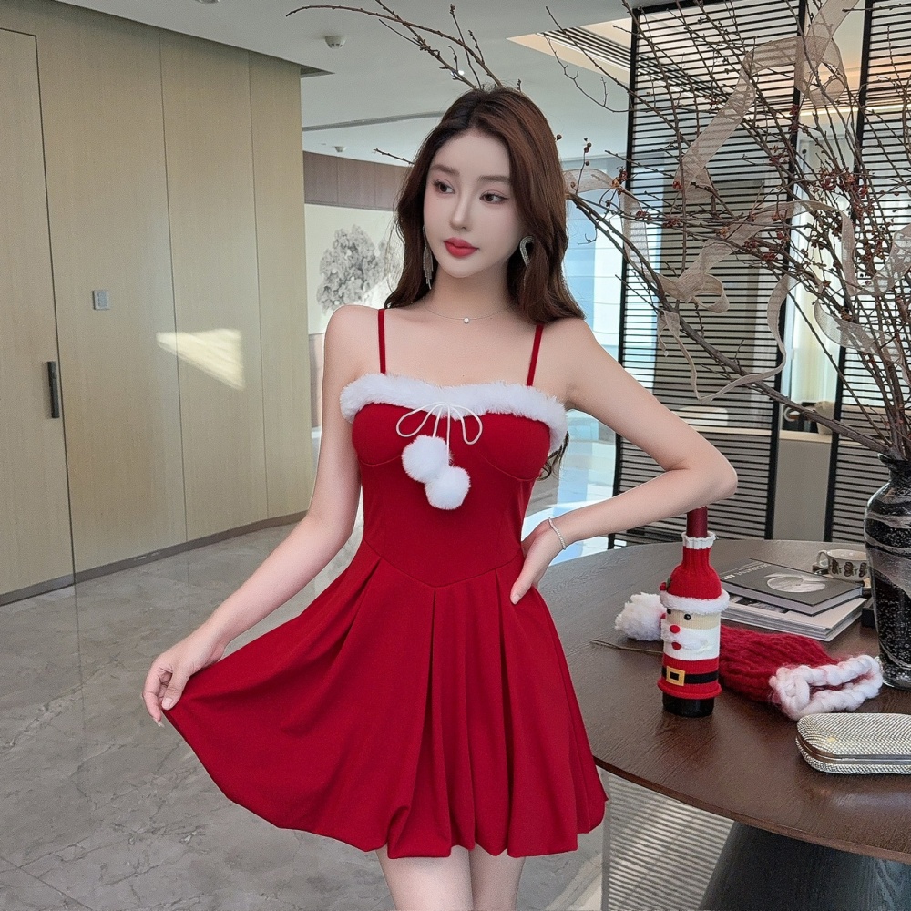 Splice sling dress mixed colors bottoming Sexy underwear