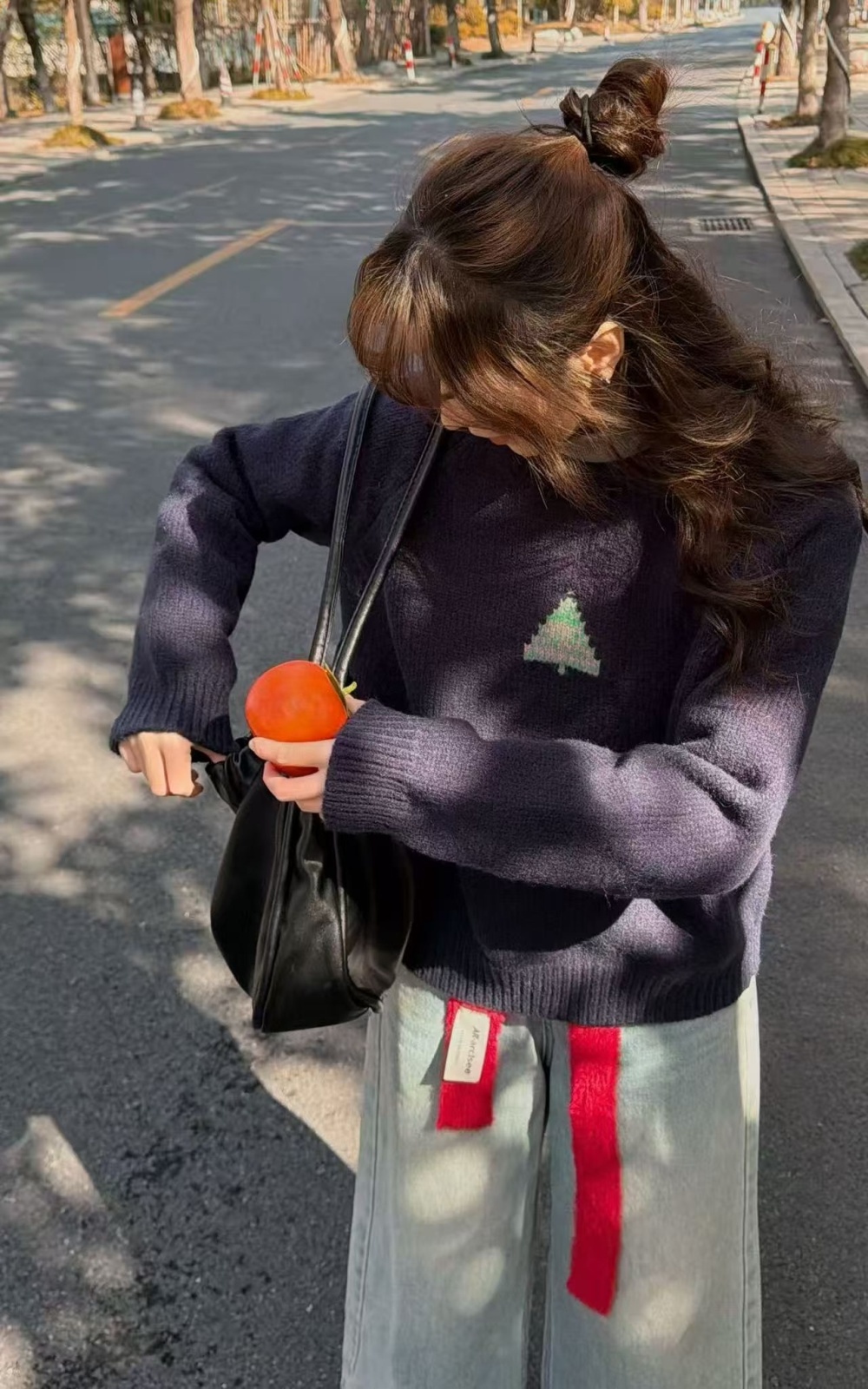 Jacquard loose sweater show young all-match tops for women