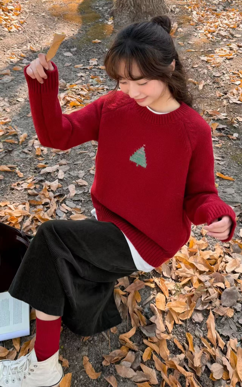 Jacquard loose sweater show young all-match tops for women