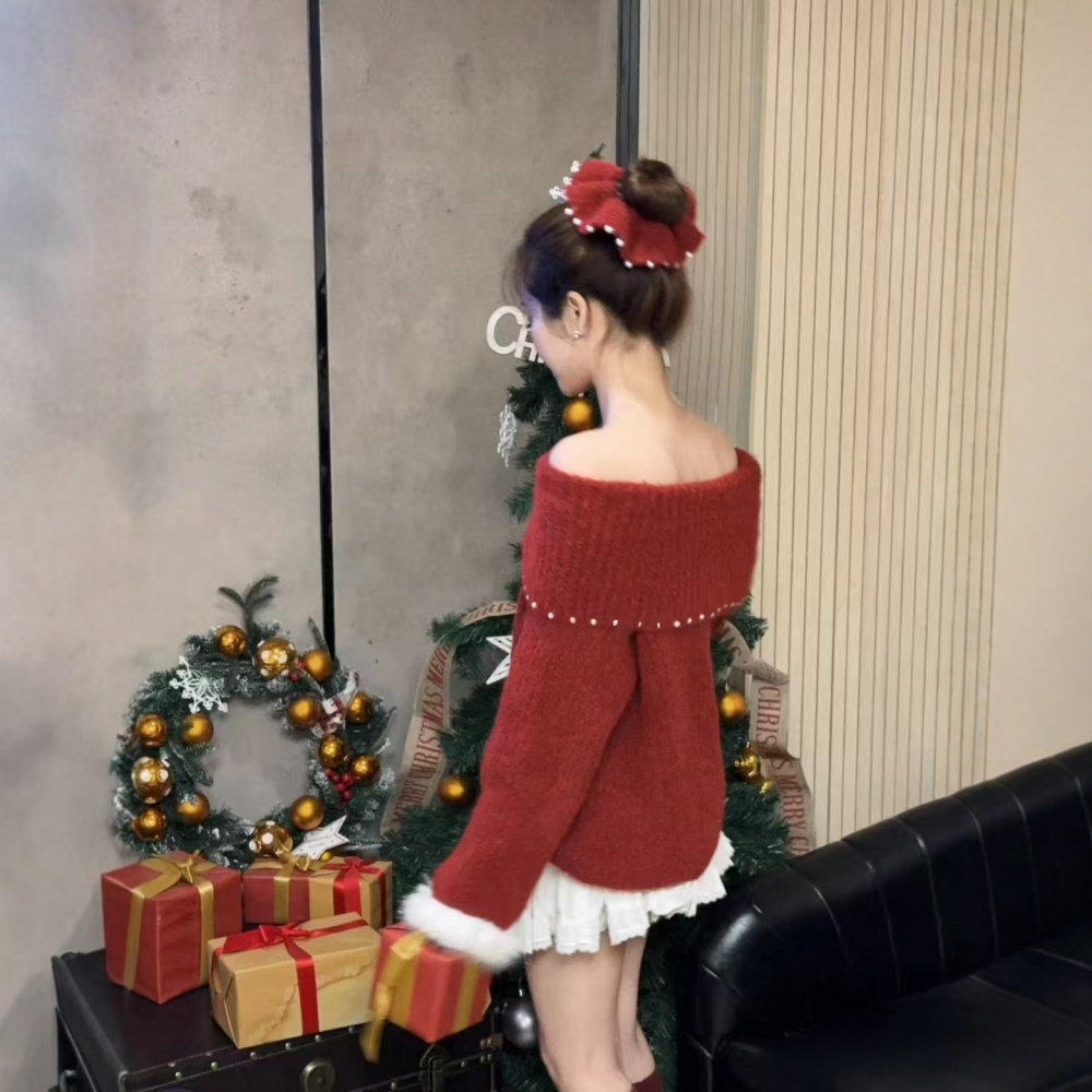 Loose pullover sweater flat shoulder tops for women