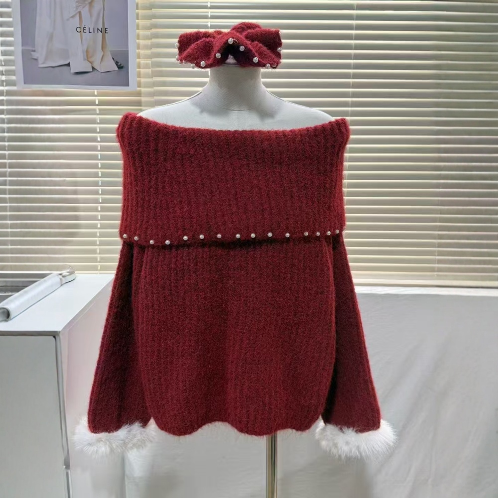 Loose pullover sweater flat shoulder tops for women