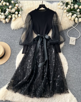 Light luxury France style dress gauze long dress