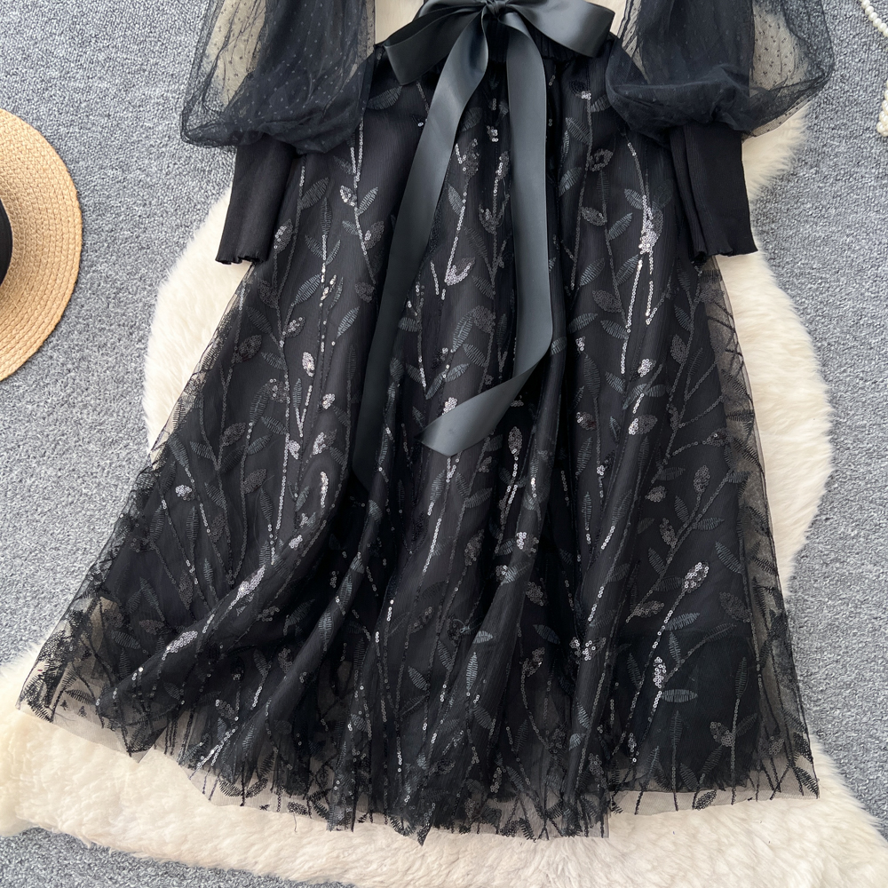 Light luxury France style dress gauze long dress