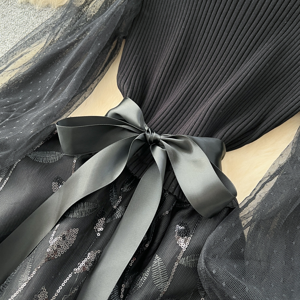 Light luxury France style dress gauze long dress