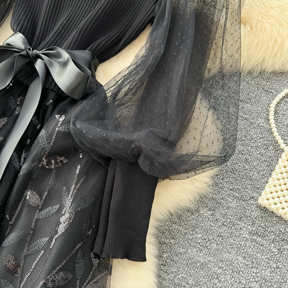 Light luxury France style dress gauze long dress