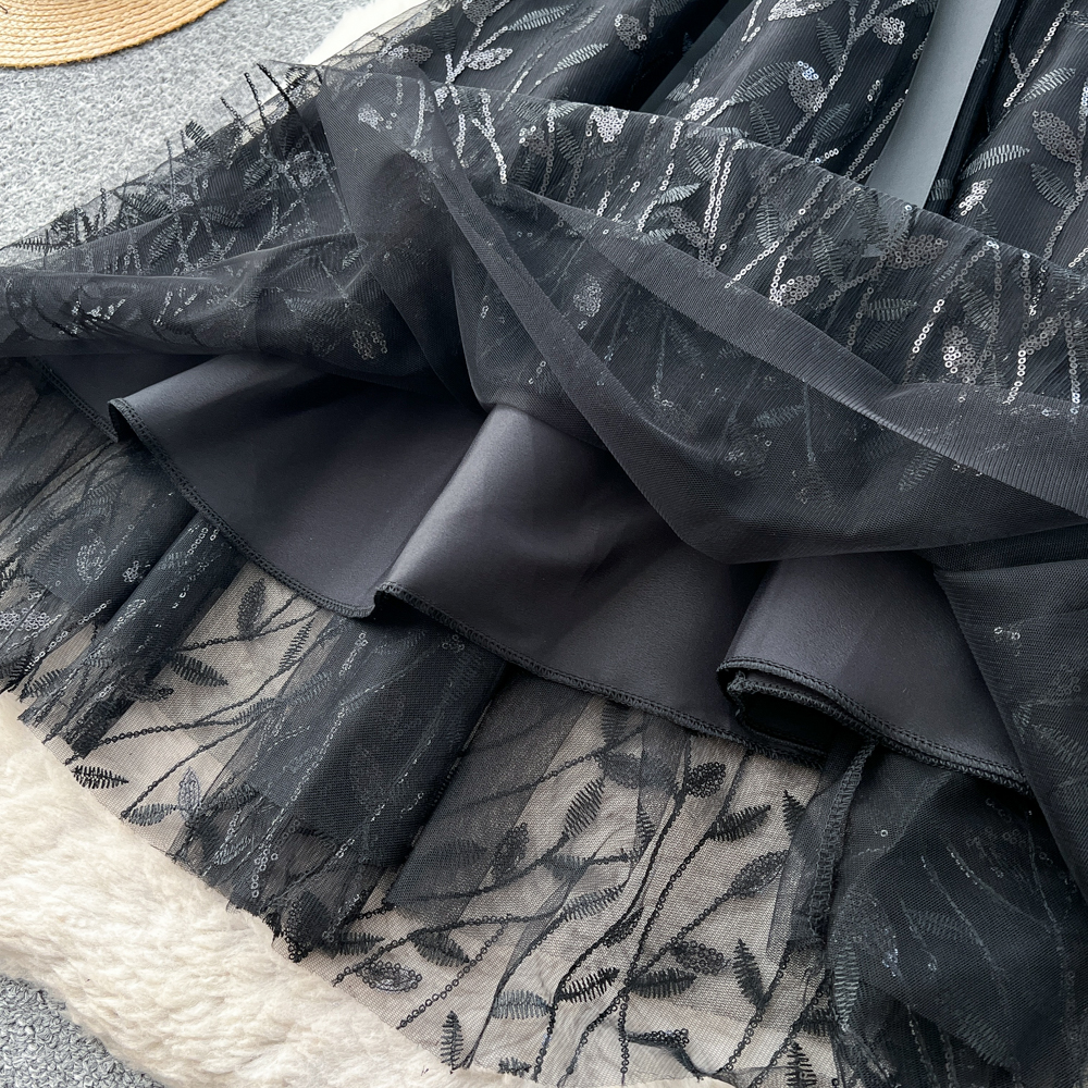 Light luxury France style dress gauze long dress