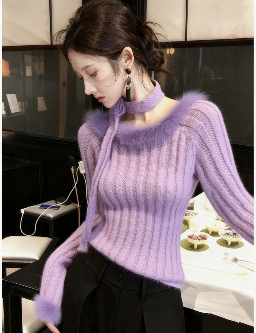 Burr show young halter tops tender autumn slim sweater