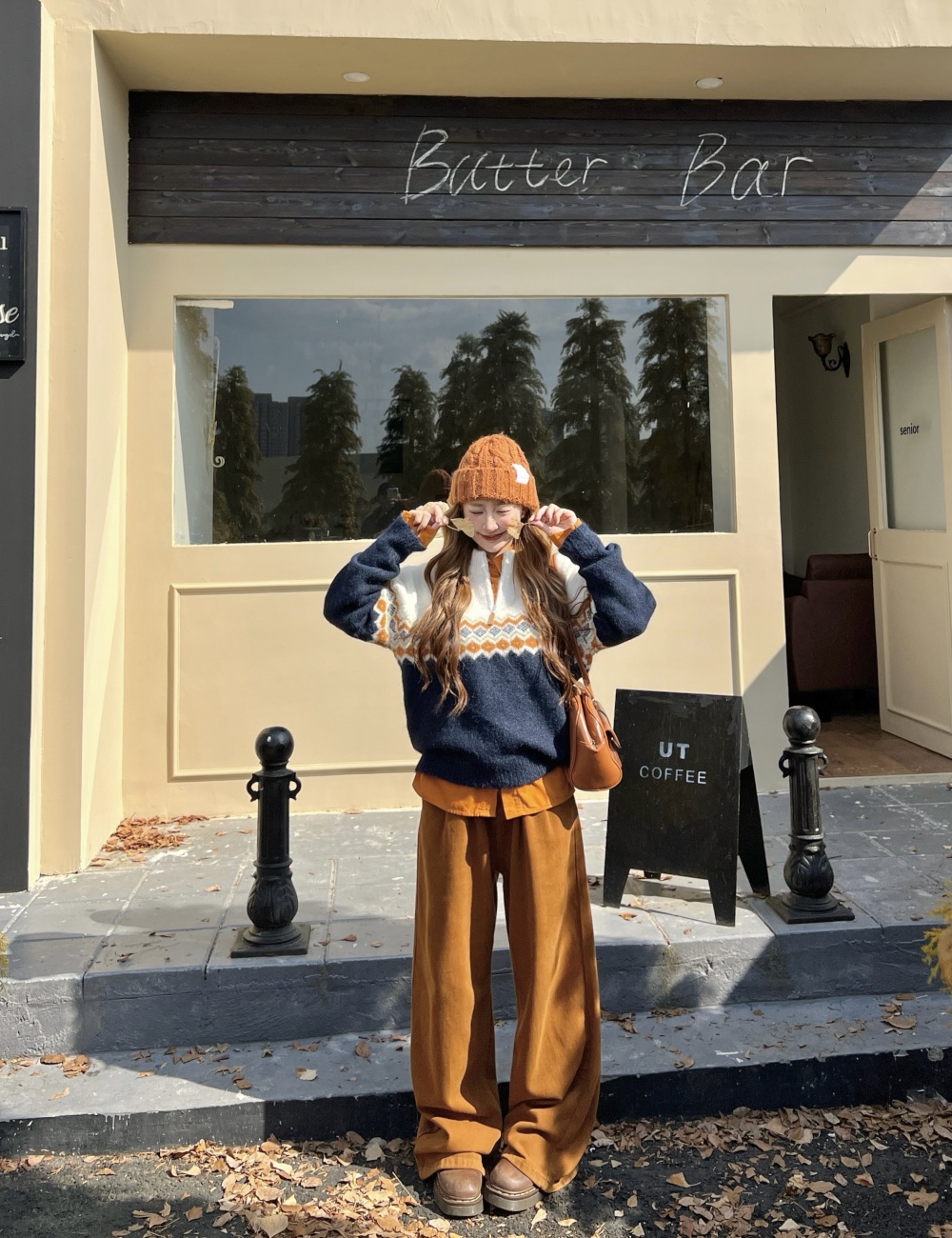 Jacquard knitted mixed colors pullover zip sweater