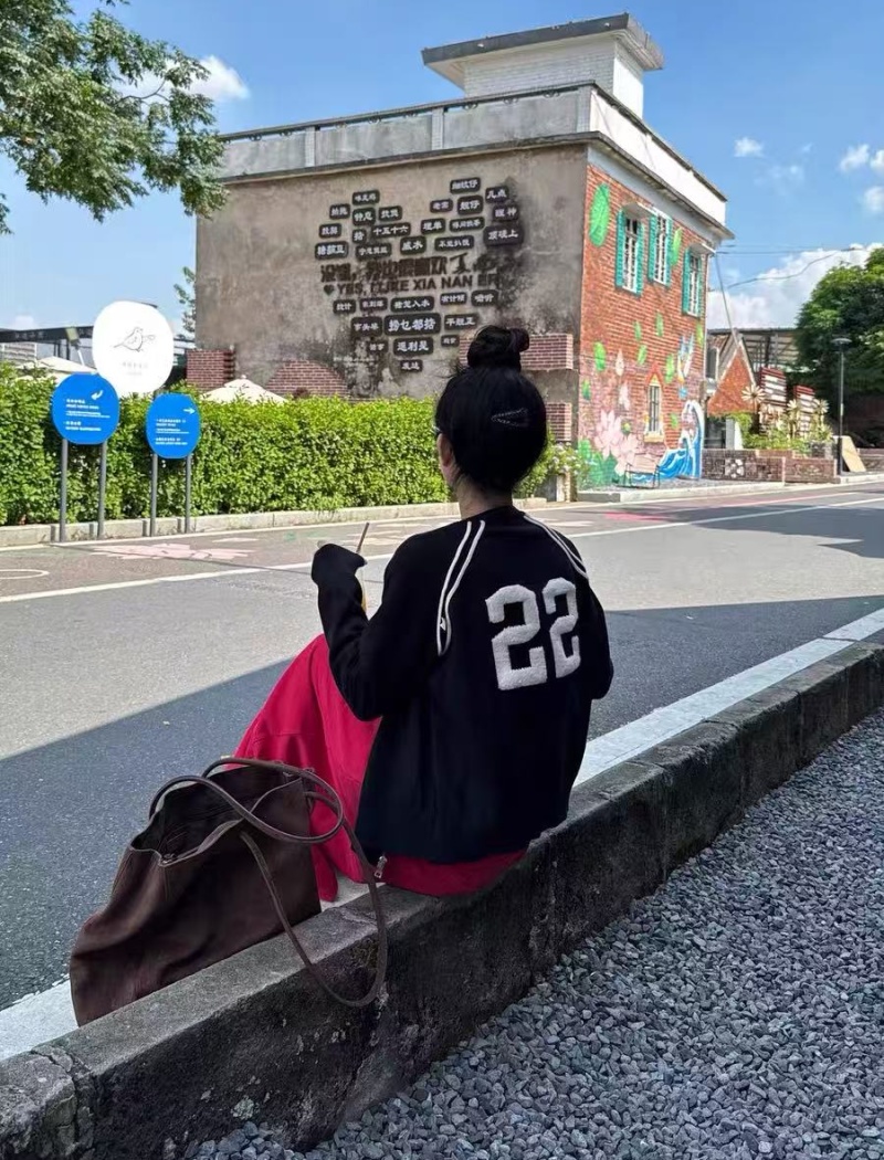 Autumn zip sports coat Korean style mixed colors tops