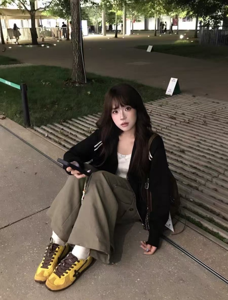 Autumn zip sports coat Korean style mixed colors tops