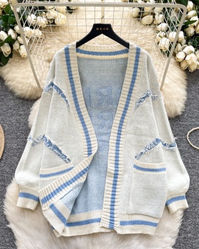 Knitted outside the ride cardigan Korean style loose coat